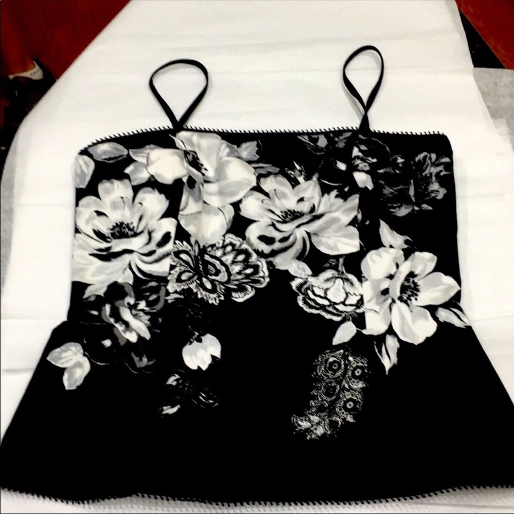White House Black Market floral bustier blouse